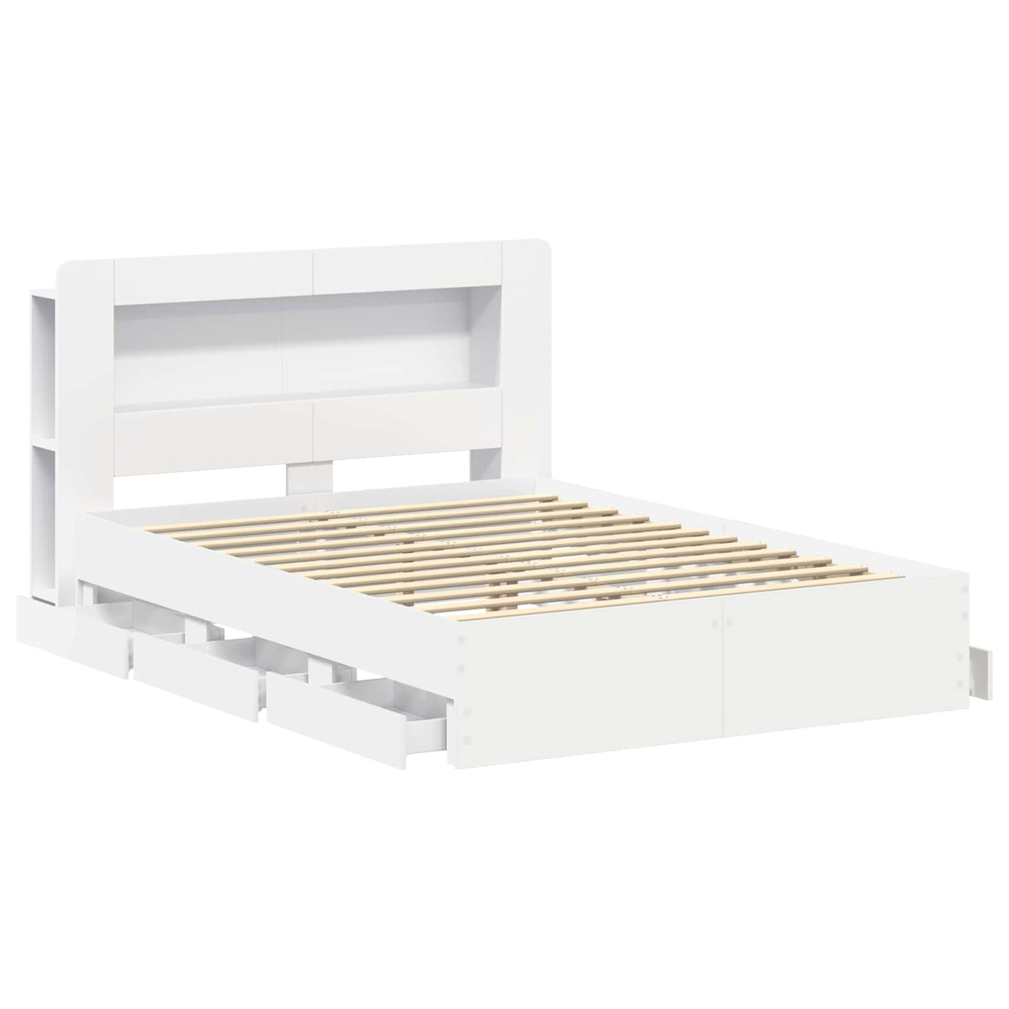 Bed Frame with Storage and Headboard White 150 x 200 cm