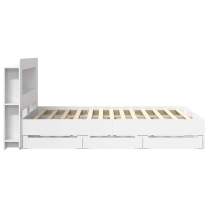 Bed Frame with Storage White 150 x 200 cm Engineered Wood