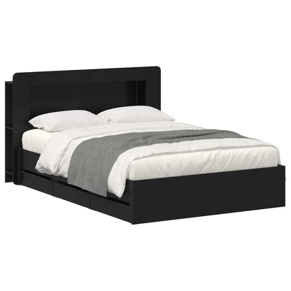 Bed Frame with Storage Black 160 x 200 cm Engineered Wood