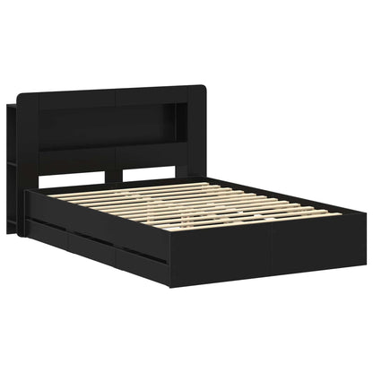 Bed Frame with Storage Black 160 x 200 cm Engineered Wood
