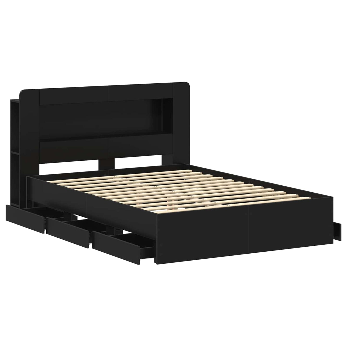 Bed Frame with Storage Black 160 x 200 cm Engineered Wood