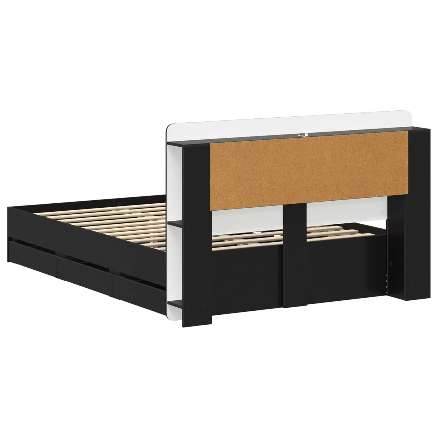 Bed Frame with Storage Black 160 x 200 cm Engineered Wood