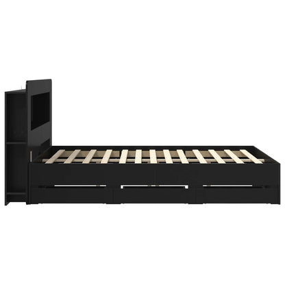 Bed Frame with Storage Black 160 x 200 cm Engineered Wood