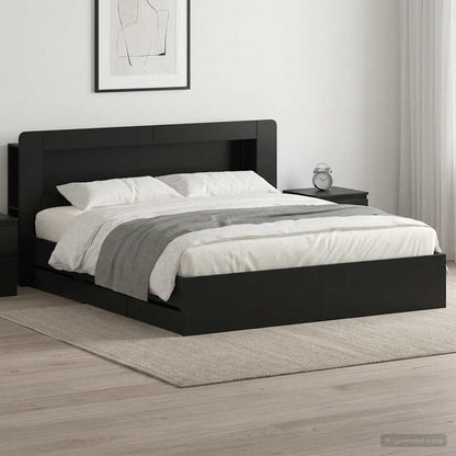 Bed Frame with Storage Black 180 x 200 cm Engineered Wood