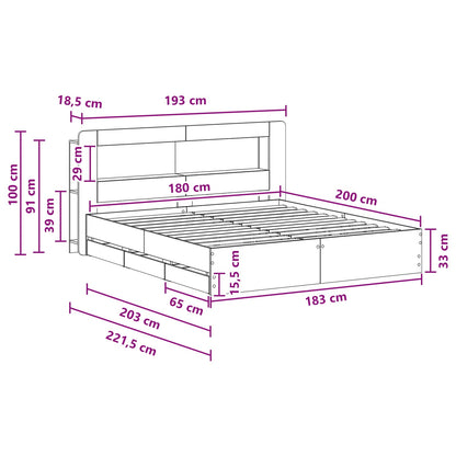 Bed Frame with Storage Grey Sonoma 180 x 200 cm Engineered Wood