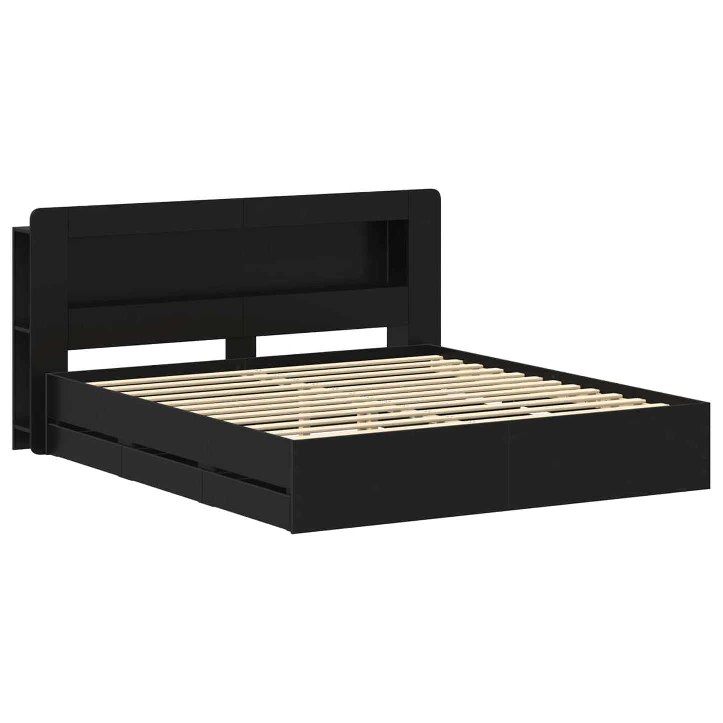 Bed Frame with Storage Black 200 x 200 cm Engineered Wood