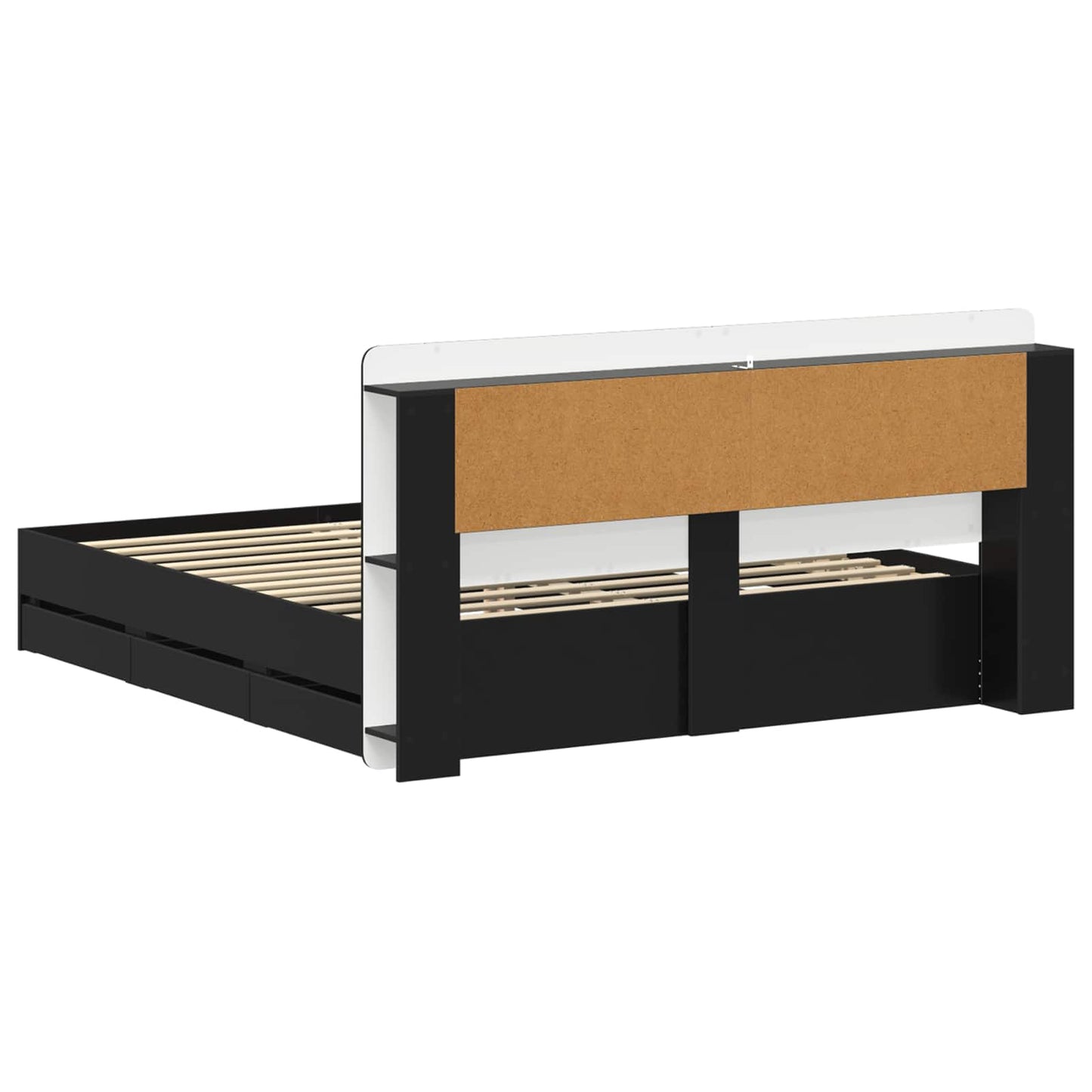 Bed Frame with Storage Black 200 x 200 cm Engineered Wood