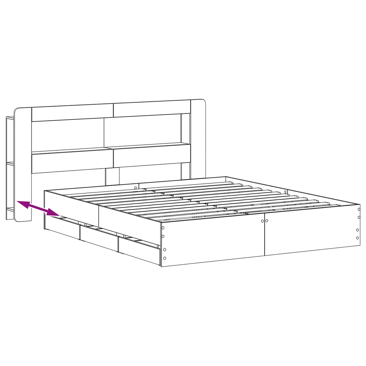 Bed Frame with Storage Black 200 x 200 cm Engineered Wood