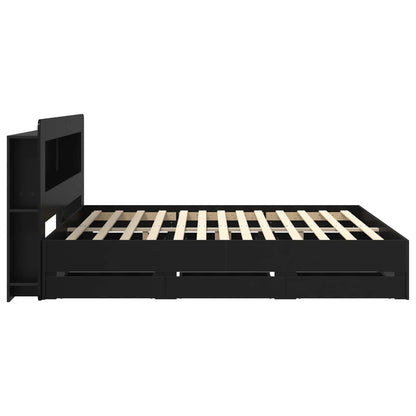 Bed Frame with Storage Black 200 x 200 cm Engineered Wood