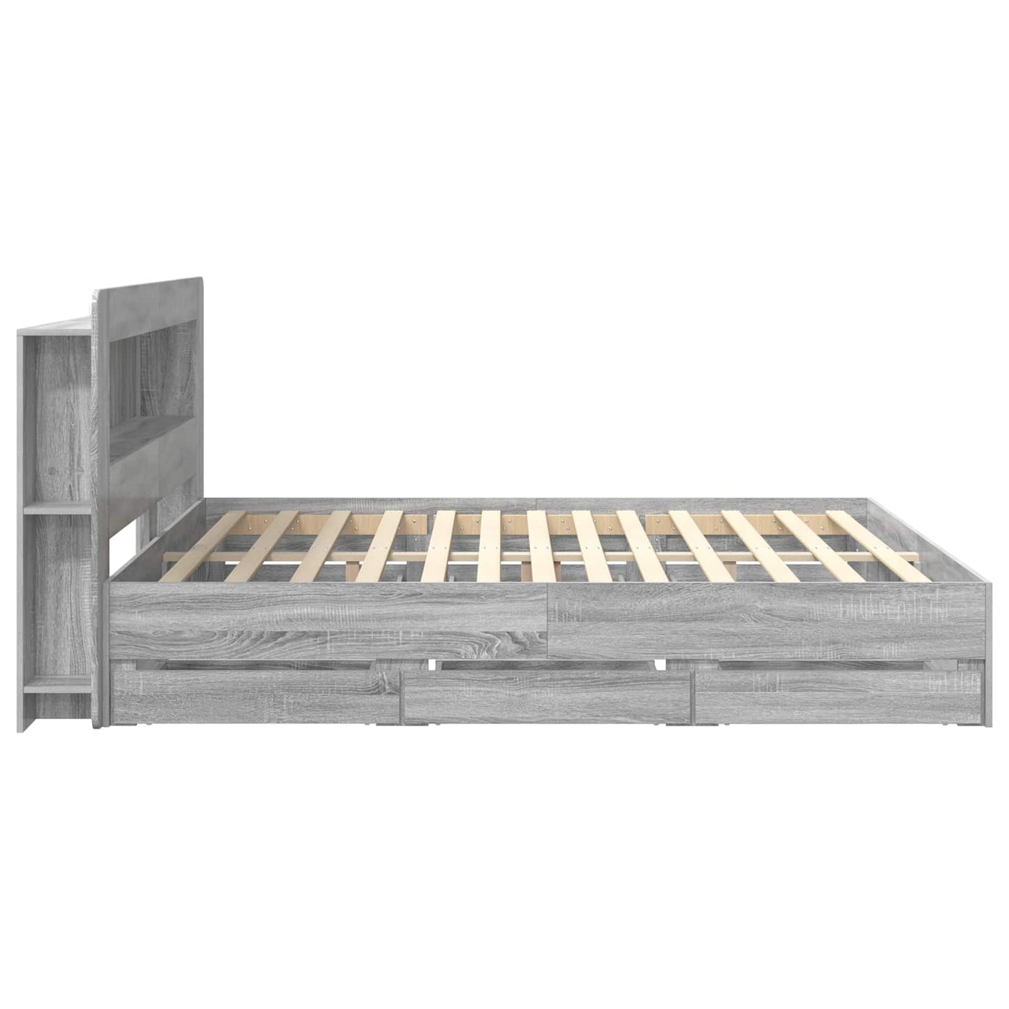Bed Frame with Storage and Headboard Grey Sonoma 200 x 200 cm