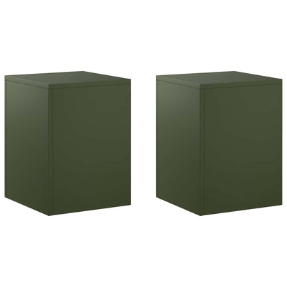 Plant Stand 2 pcs Olive Green 30 x 30 x 40 cm Steel