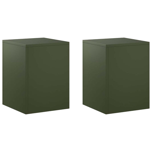 Plant Stand 2 pcs Olive Green 30 x 30 x 40 cm Steel