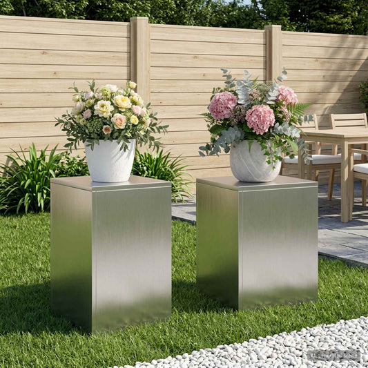 Plant Stand 2 pcs Silver 30 x 30 x 40 cm Steel