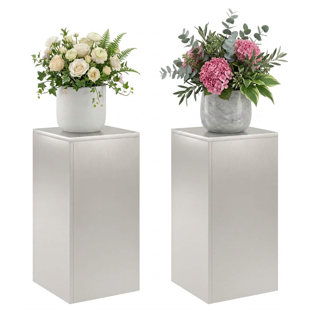 Plant Stand 2 pcs Silver 30 x 30 x 60 cm Steel