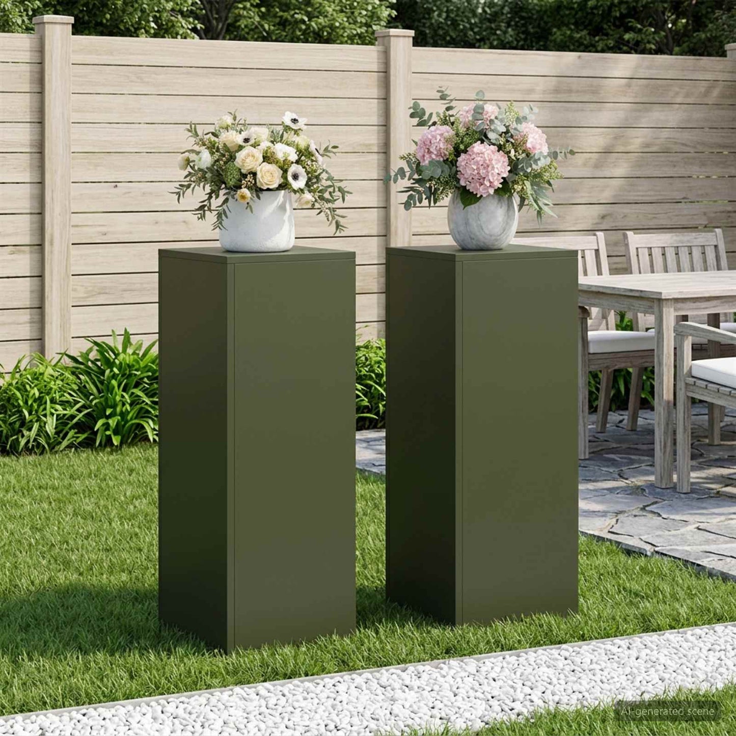 Plant Stand 2 pcs Olive Green 30 x 30 x 80 cm Steel