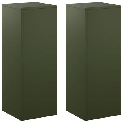 Plant Stand 2 pcs Olive Green 30 x 30 x 80 cm Steel
