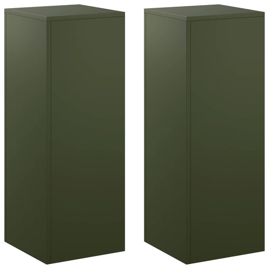 Plant Stand 2 pcs Olive Green 30 x 30 x 80 cm Steel