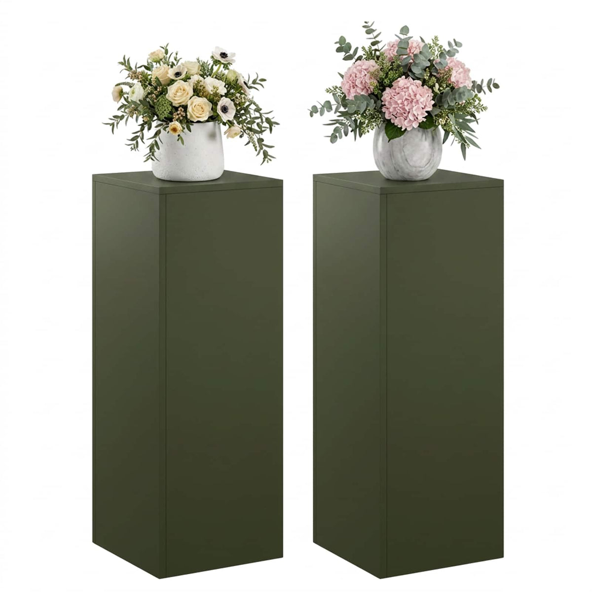 Plant Stand 2 pcs Olive Green 30 x 30 x 80 cm Steel