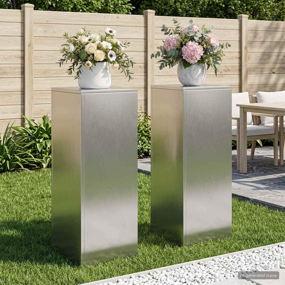 Plant Stand 2 pcs Silver 30 x 30 x 80 cm Steel