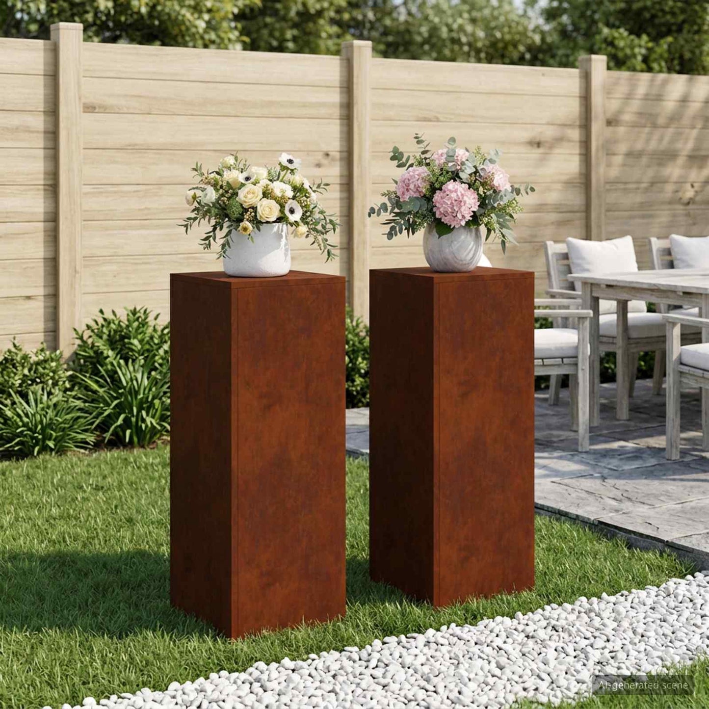 Plant Stand 2 pcs Rusty 30 x 30 x 80 cm Weathering Steel