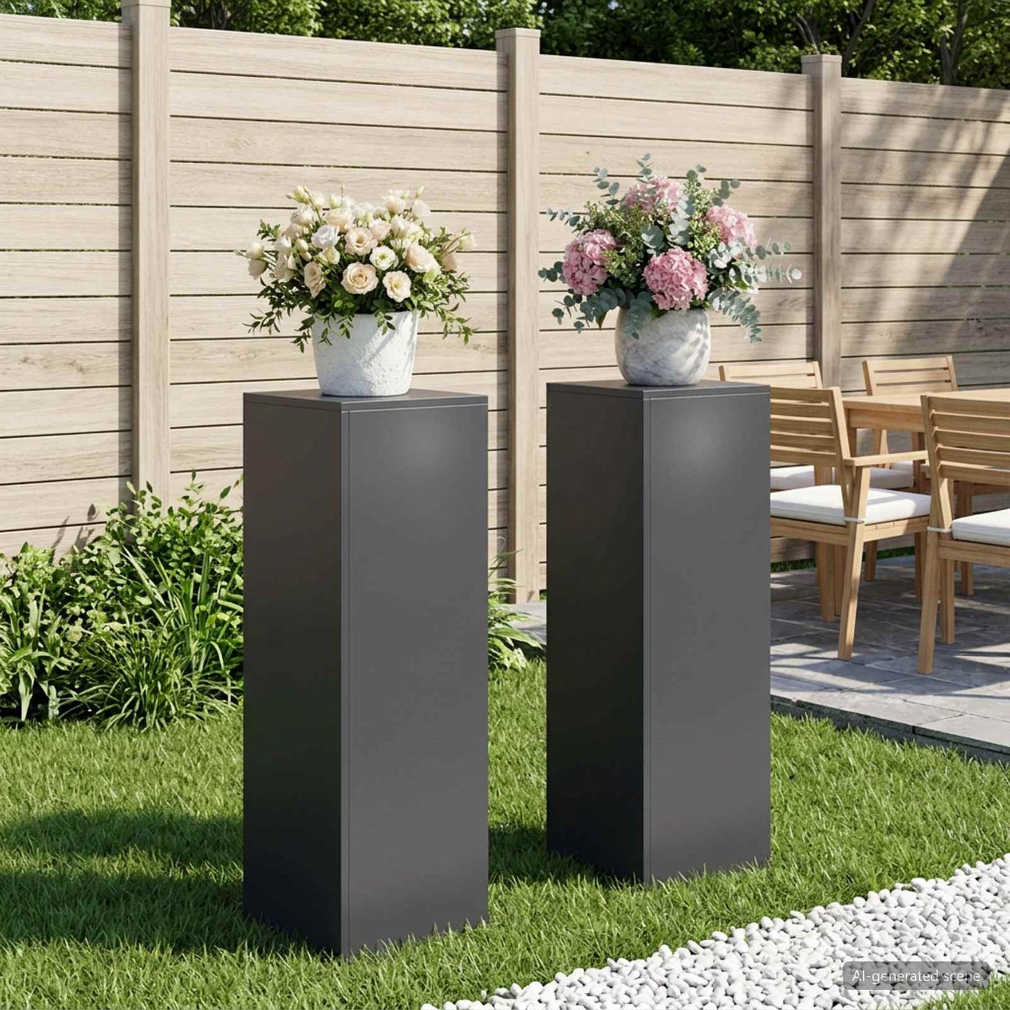 Plant Stand 2 pcs Anthracite 30 x 30 x 100 cm Galvanised Steel