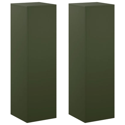 Plant Stand 2 pcs Olive Green 30 x 30 x 100 cm Steel