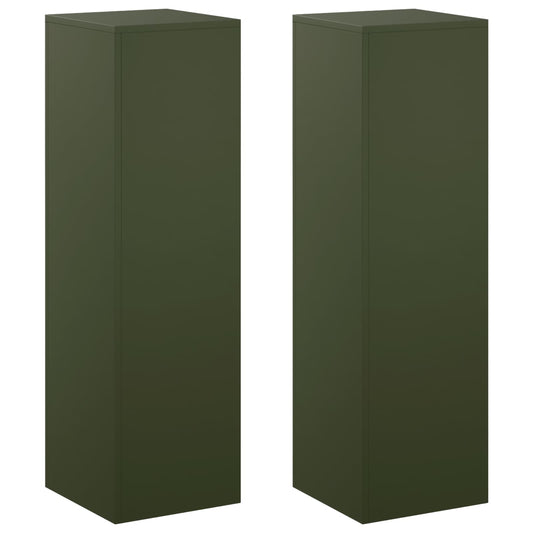 Plant Stand 2 pcs Olive Green 30 x 30 x 100 cm Steel