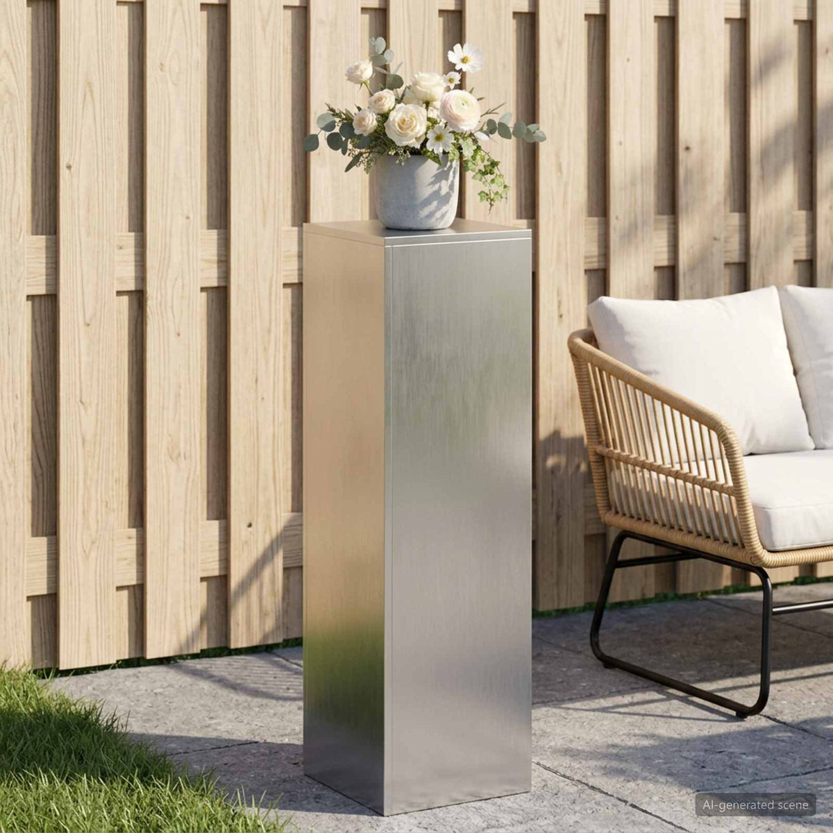 Plant Stand Silver 30 x 30 x 100 cm Steel