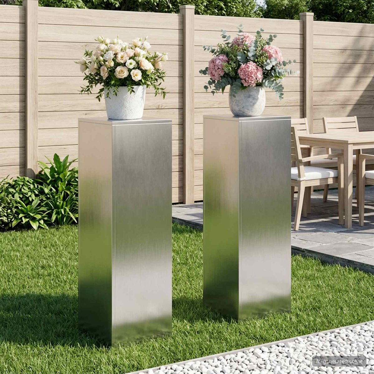 Plant Stand 2 pcs Silver 30 x 30 x 100 cm Steel