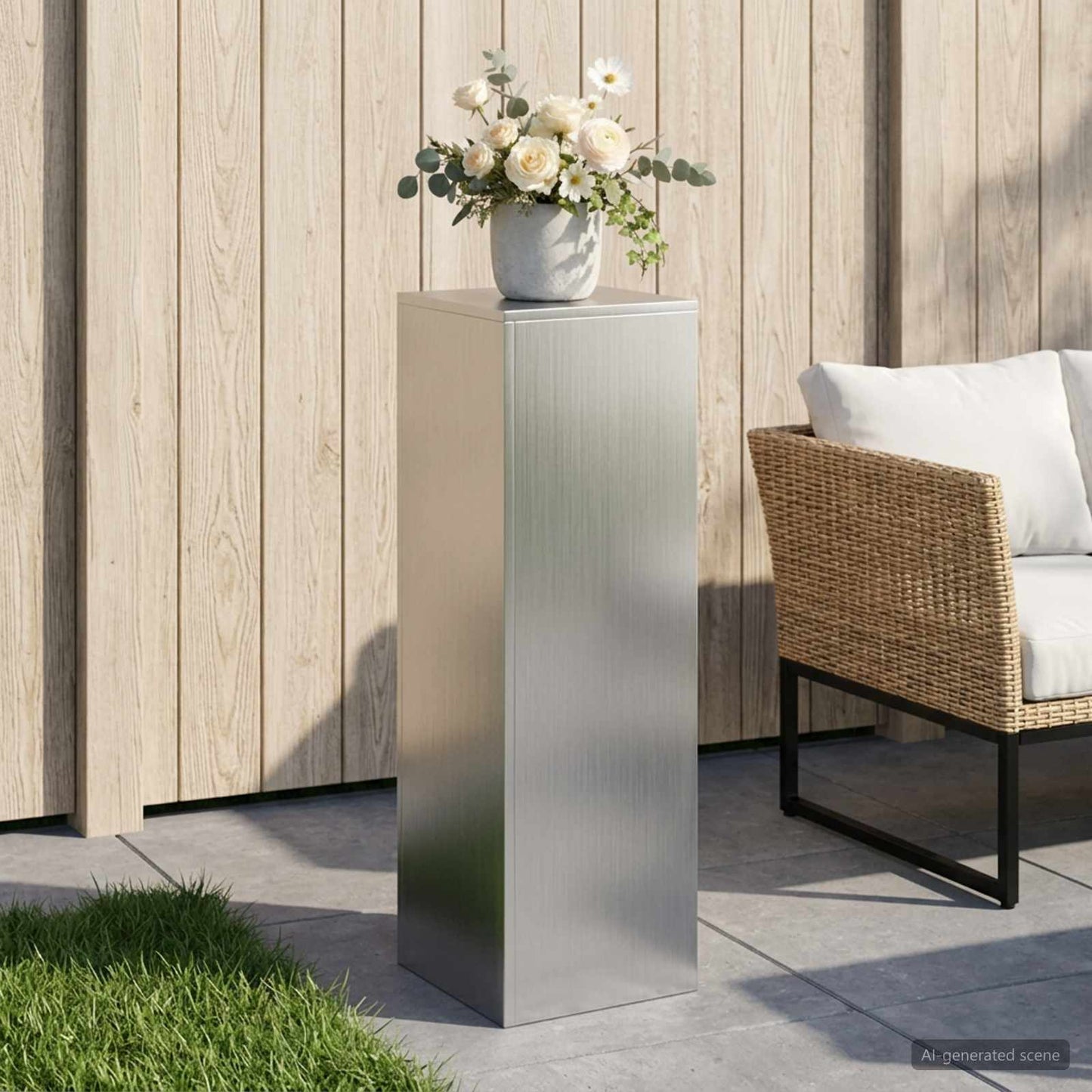 Plant Stand Silver 30 x 30 x 100 cm Steel