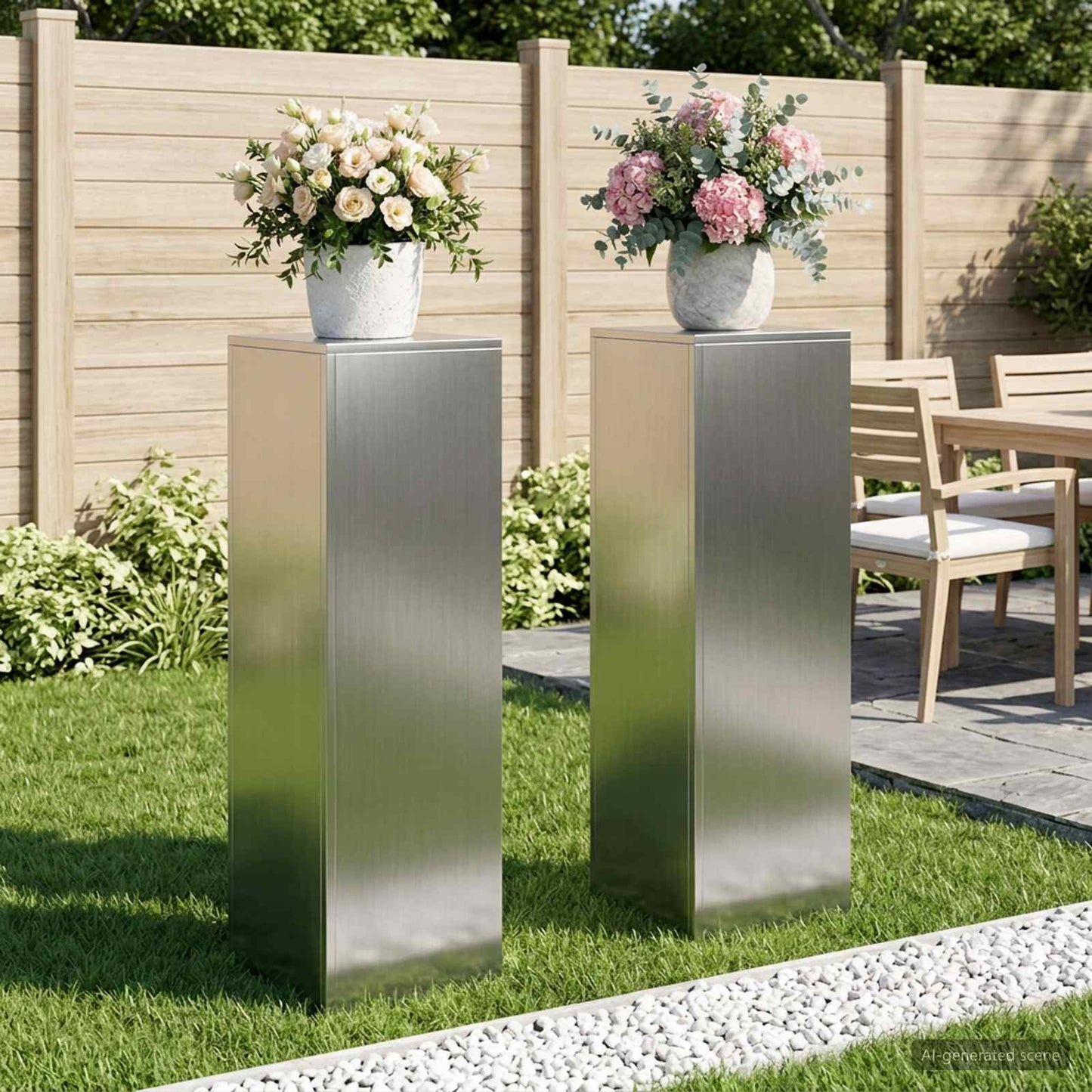 Plant Stand 2 pcs Silver 30 x 30 x 100 cm Stainless Steel