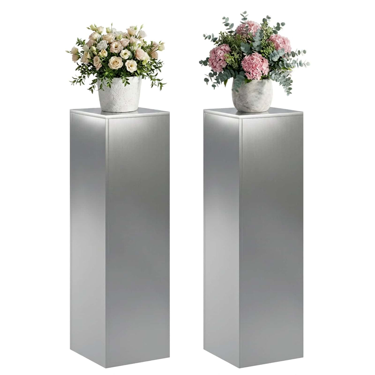 Plant Stand 2 pcs Silver 30 x 30 x 100 cm Stainless Steel
