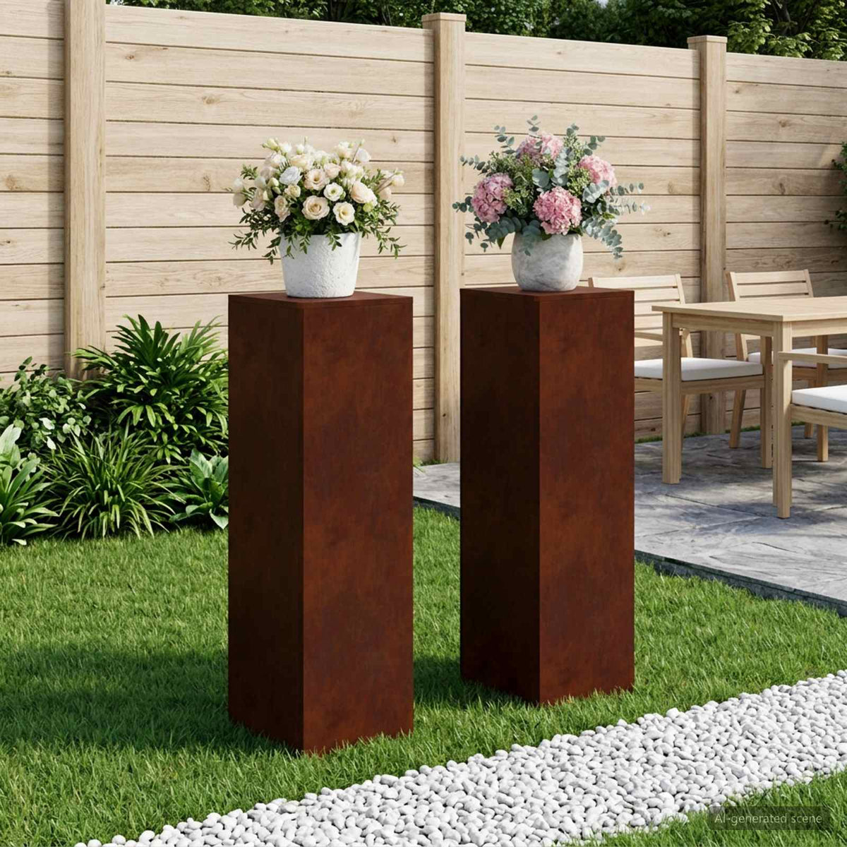 Plant Stand 2 pcs Rusty 30 x 30 x 100 cm Weathering Steel
