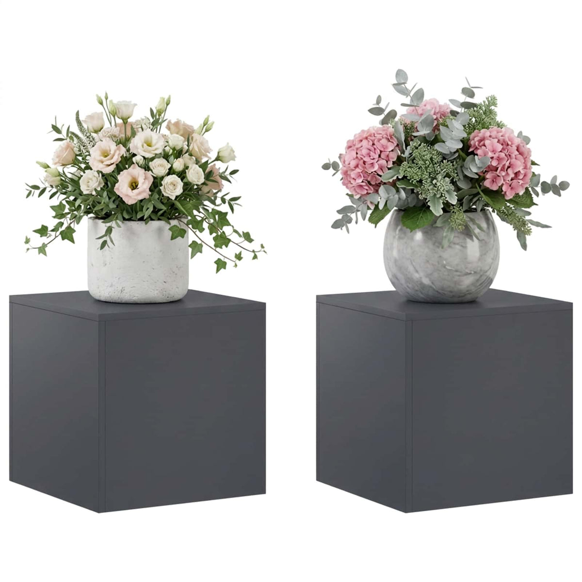 Plant Stand 2 pcs Anthracite 40 x 40 x 40 cm Galvanised Steel