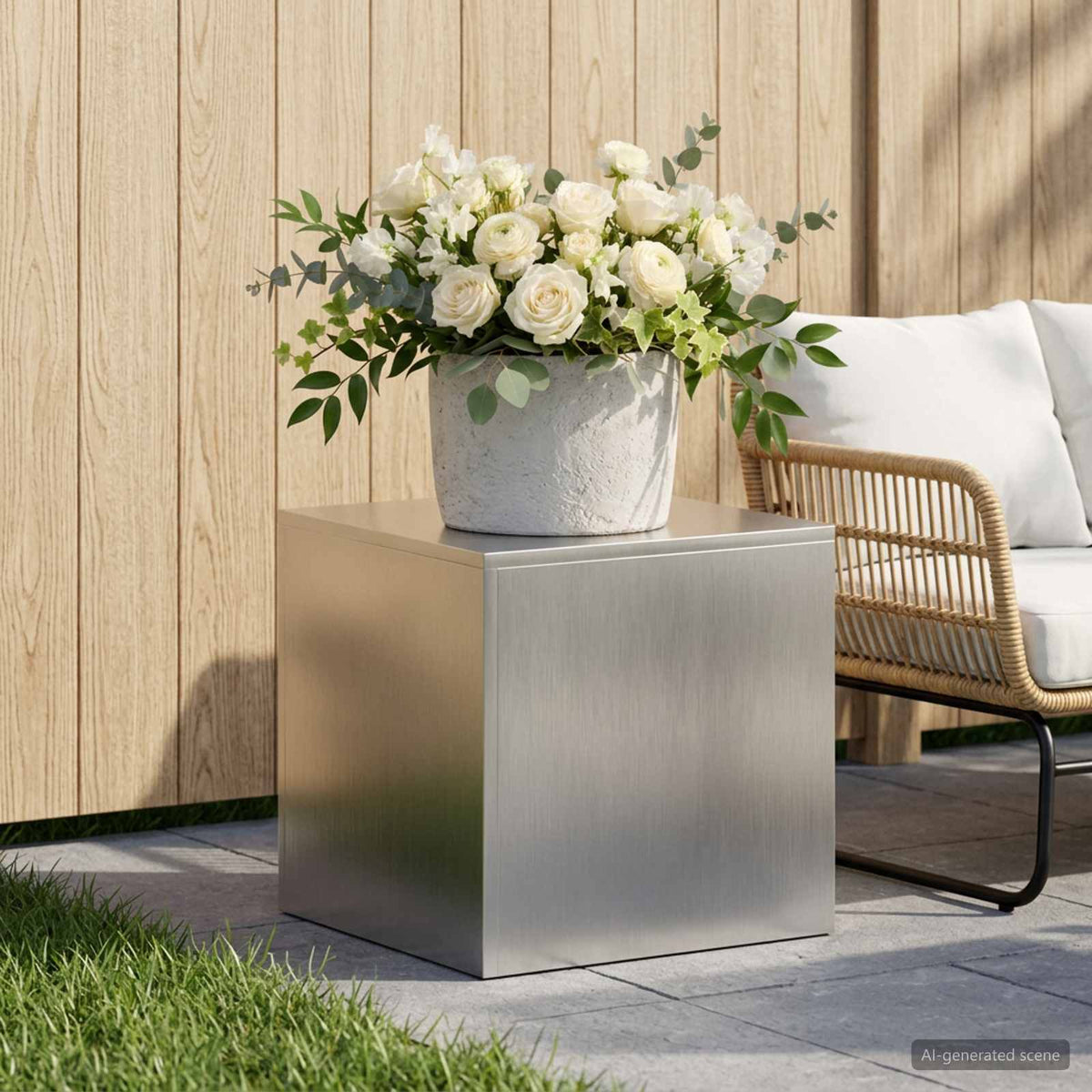 Plant Stand Silver 40 x 40 x 40 cm Steel