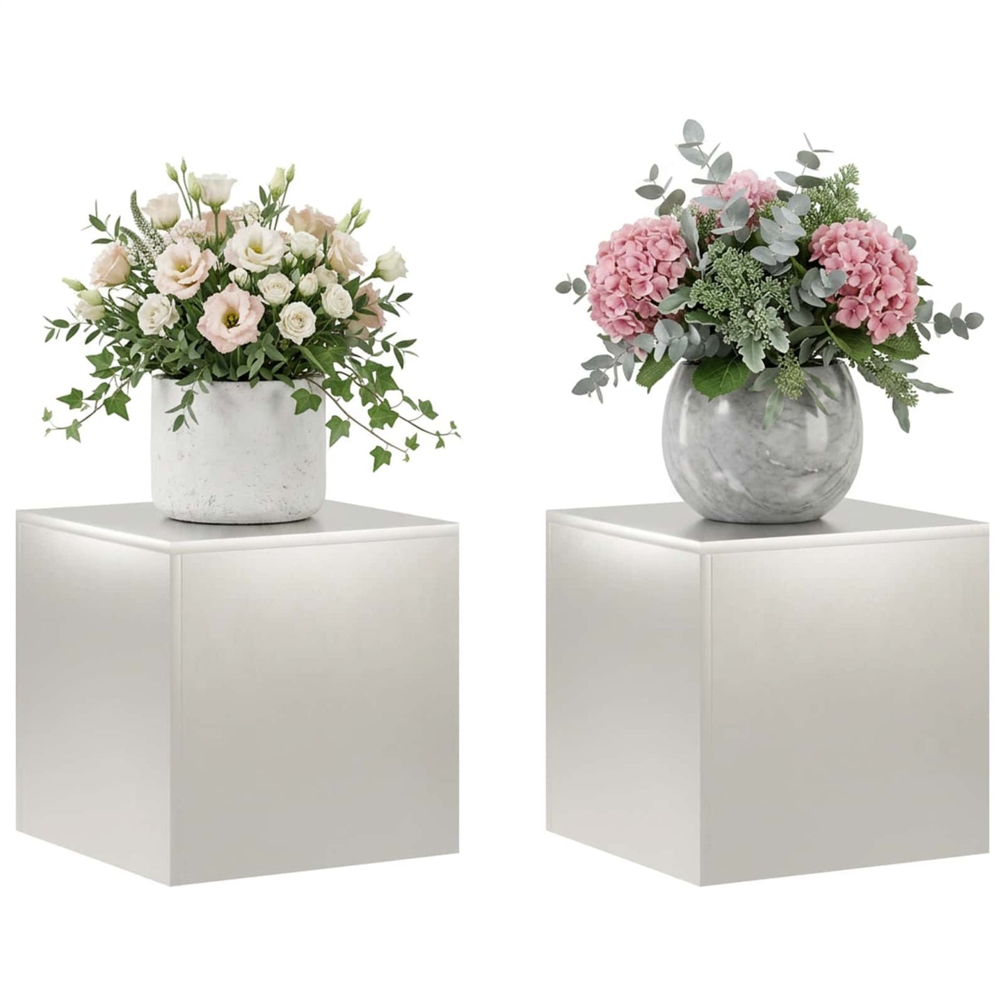 Plant Stand 2 pcs Silver 40 x 40 x 40 cm Steel