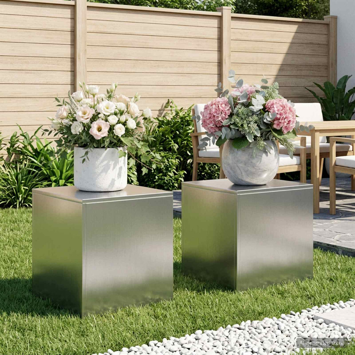 Plant Stand 2 pcs Silver 40 x 40 x 40 cm Stainless Steel