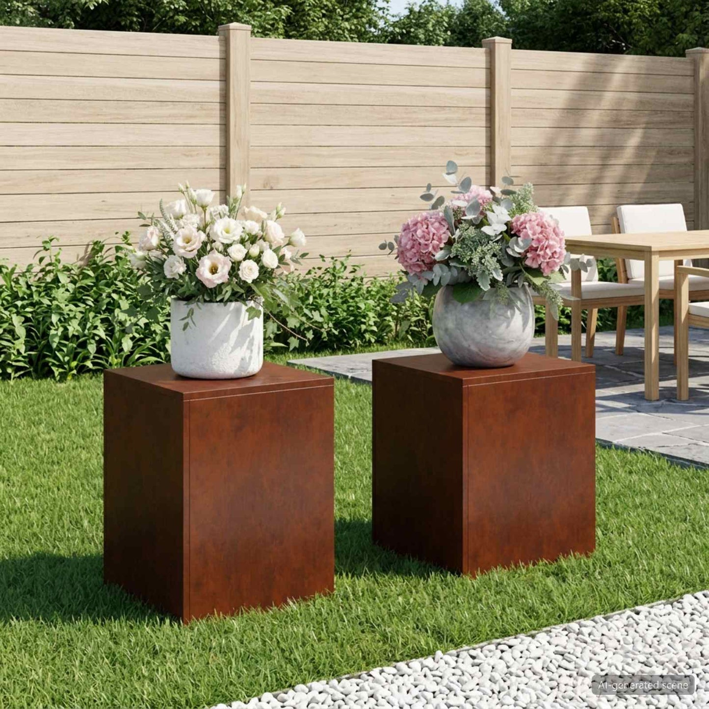 Plant Stand 2 pcs Rusty 40 x 40 x 40 cm Weathering Steel