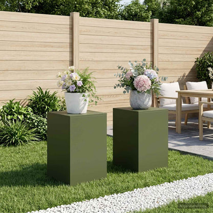 Plant Stand 2 pcs Olive Green 40 x 40 x 60 cm Steel