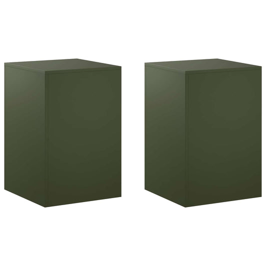 Plant Stand 2 pcs Olive Green 40 x 40 x 60 cm Steel