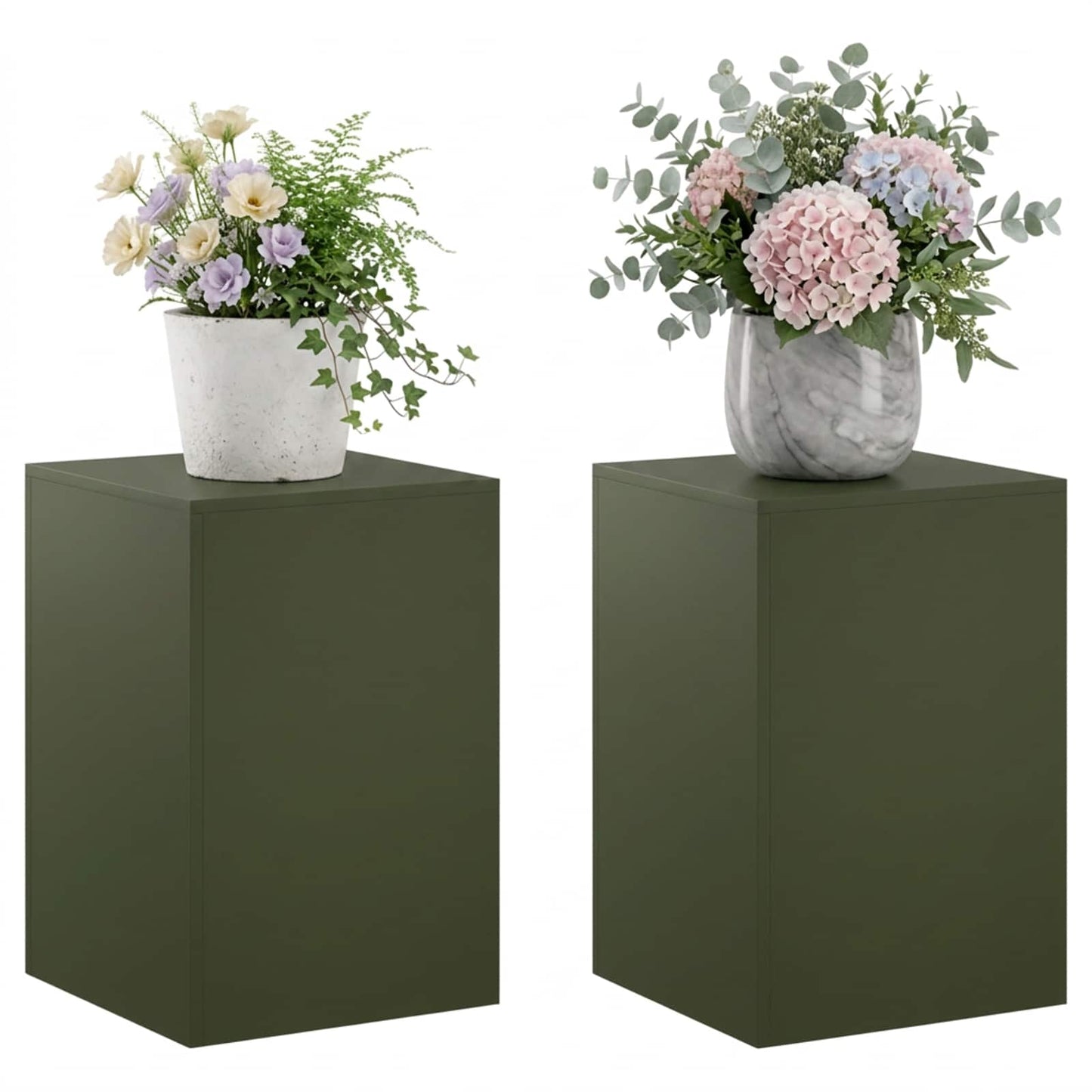 Plant Stand 2 pcs Olive Green 40 x 40 x 60 cm Steel