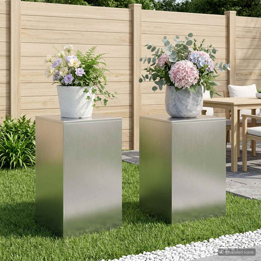 Plant Stand 2 pcs Silver 40 x 40 x 60 cm Steel