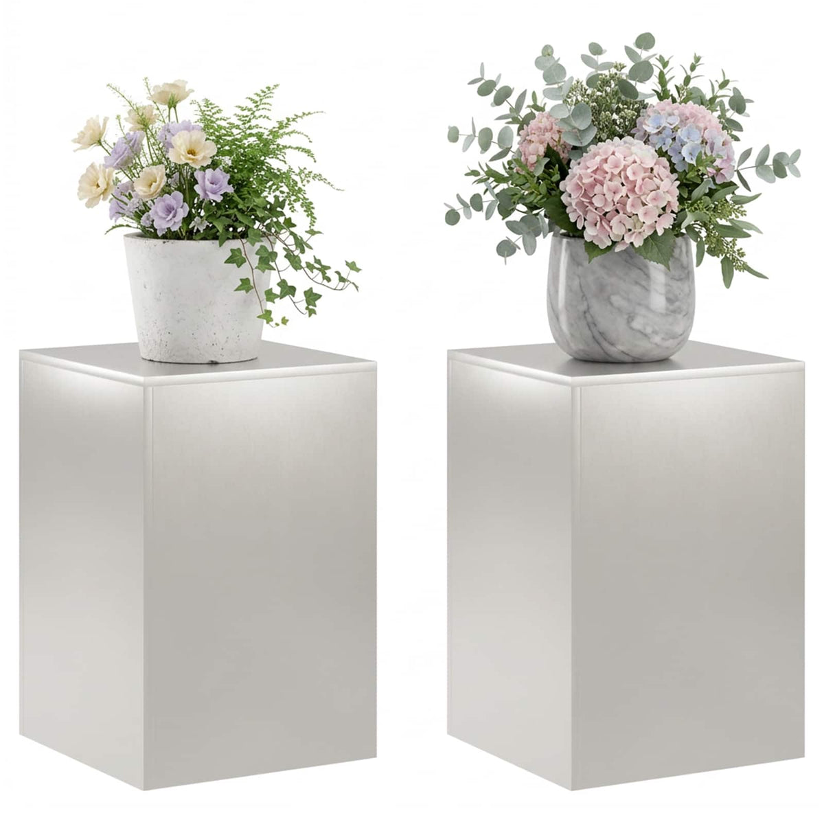 Plant Stand 2 pcs Silver 40 x 40 x 60 cm Steel