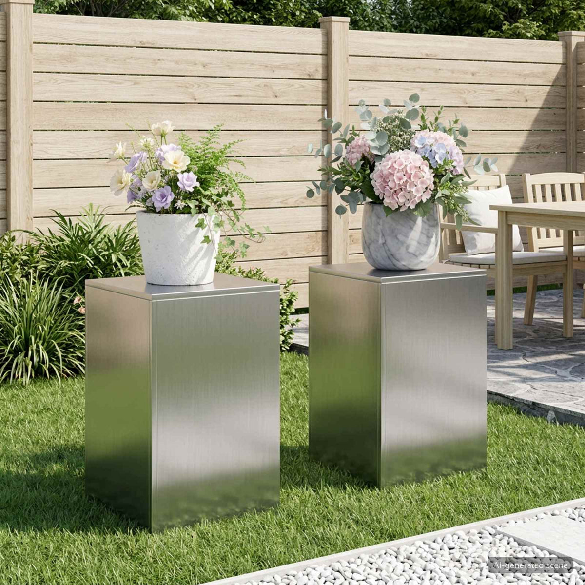Plant Stand 2 pcs Silver 40 x 40 x 60 cm Stainless Steel