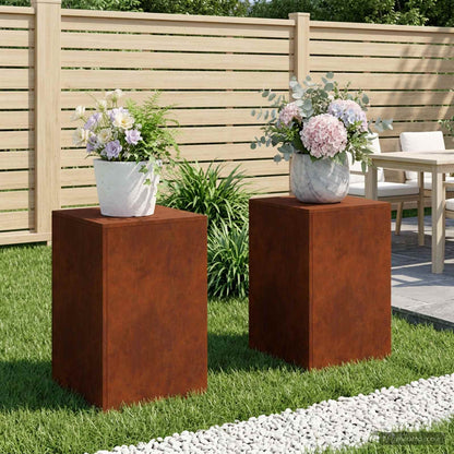 Plant Stand 2 pcs Rusty 40 x 40 x 60 cm Weathering Steel