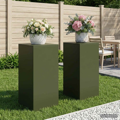 Plant Stand 2 pcs Olive Green 40 x 40 x 80 cm Steel