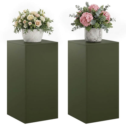 Plant Stand 2 pcs Olive Green 40 x 40 x 80 cm Steel