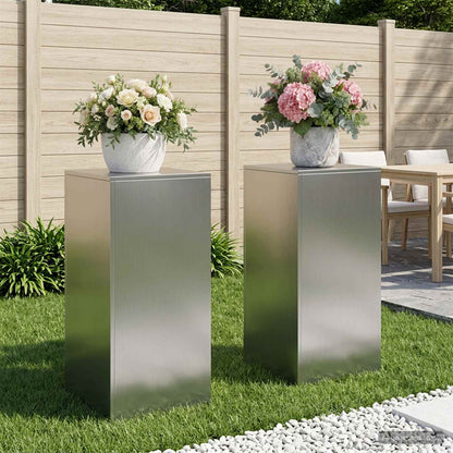 Plant Stand 2 pcs Silver 40 x 40 x 80 cm Stainless Steel