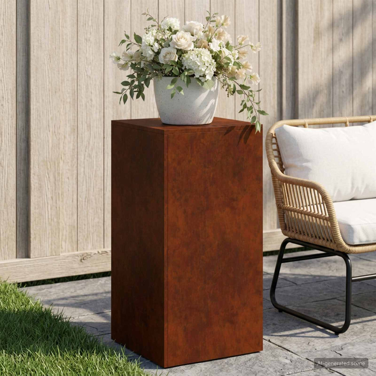 Plant Stand Rusty 40 x 40 x 80 cm Weathering Steel