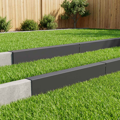 Garden Cover Profile 10 pcs 100 x 10 x 15 cm Steel Black